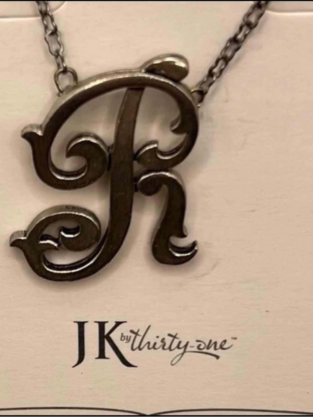 “R” - Pewter Initial necklace- by Jk Thirty One - Picture 4 of 5